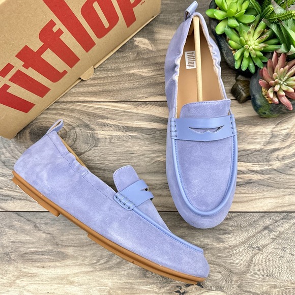 NIB Fitflop Allegro 9 41 Suede Leather Penny Loafers Flats Wild Lavender - Picture 1 of 12